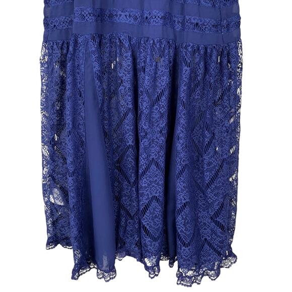 Anthropologie E by Eloise St Regis Slip Dress Sheer Blue Lace Mini Women's XS - Picture 9 of 10